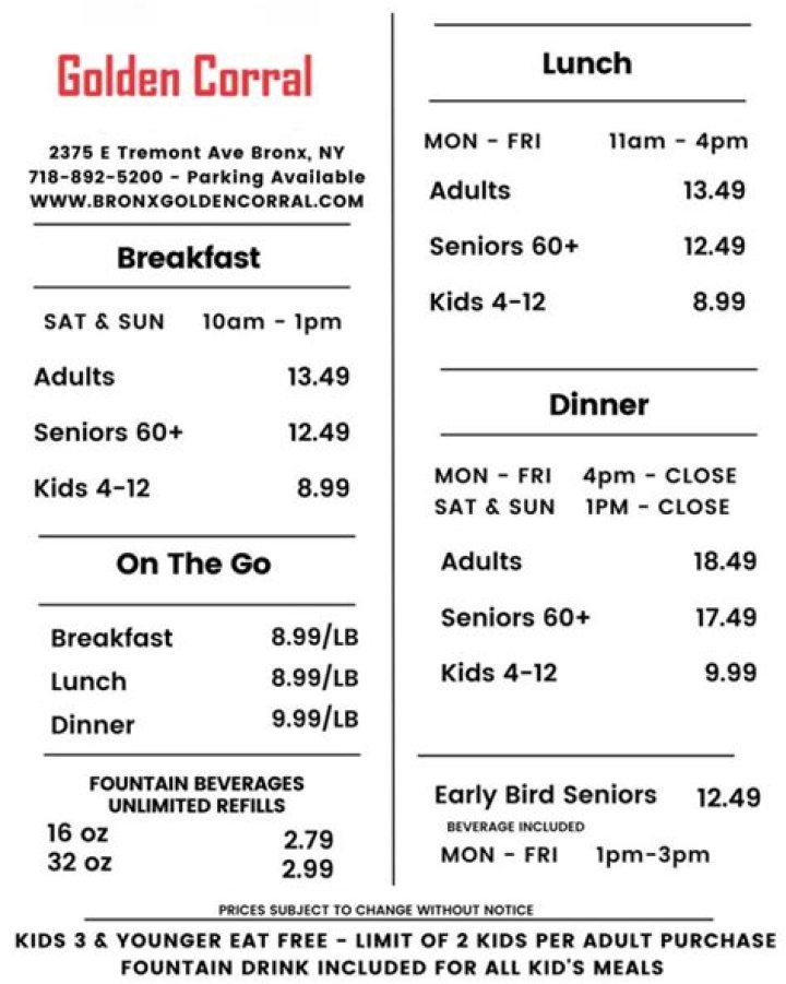 Golden Corral Senior Buffet Price Per Person: A Comprehensive Guide