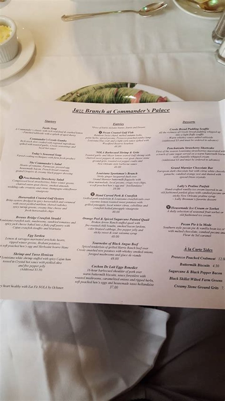 New Orleans Commanders Palace Menu: A Gourmet Experience