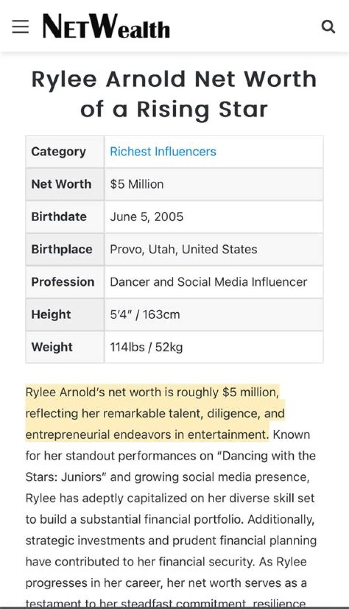 Rylee Arnold Net Worth: The Untold Story of Success and Achievement