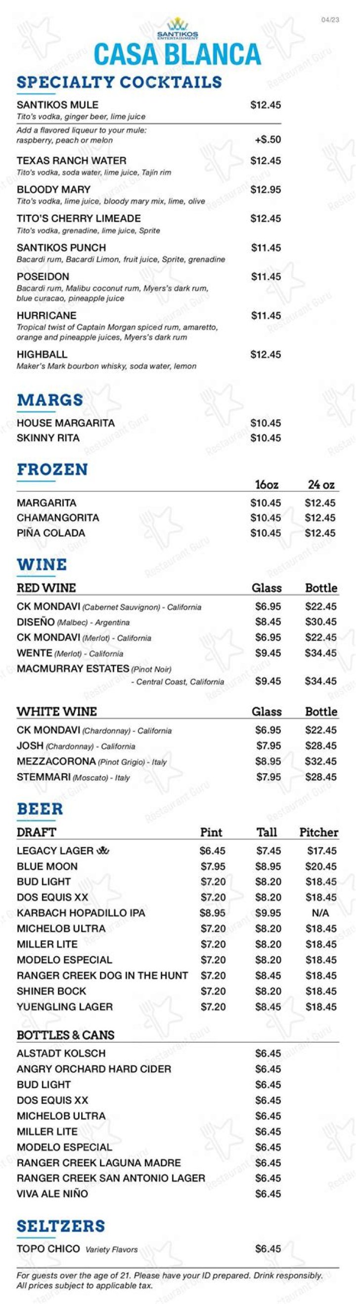 Santikos Casa Blanca Food Menu: A Culinary Delight You Can't Miss