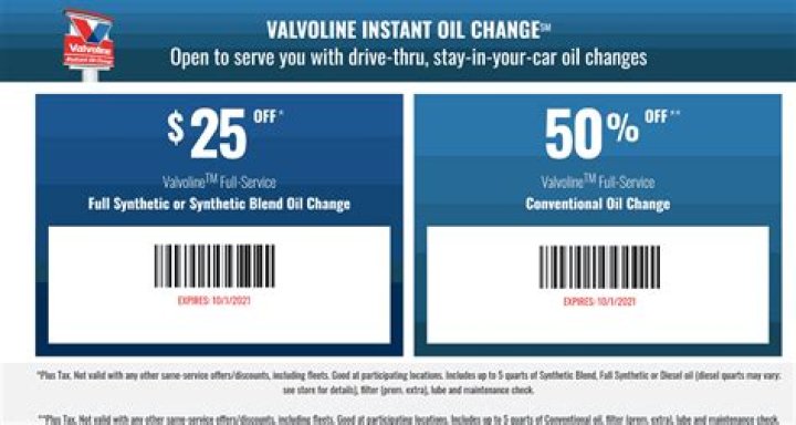 Valvoline 50 Percent Off Conventional Oil Change Coupon: Save Big on Your Next Service